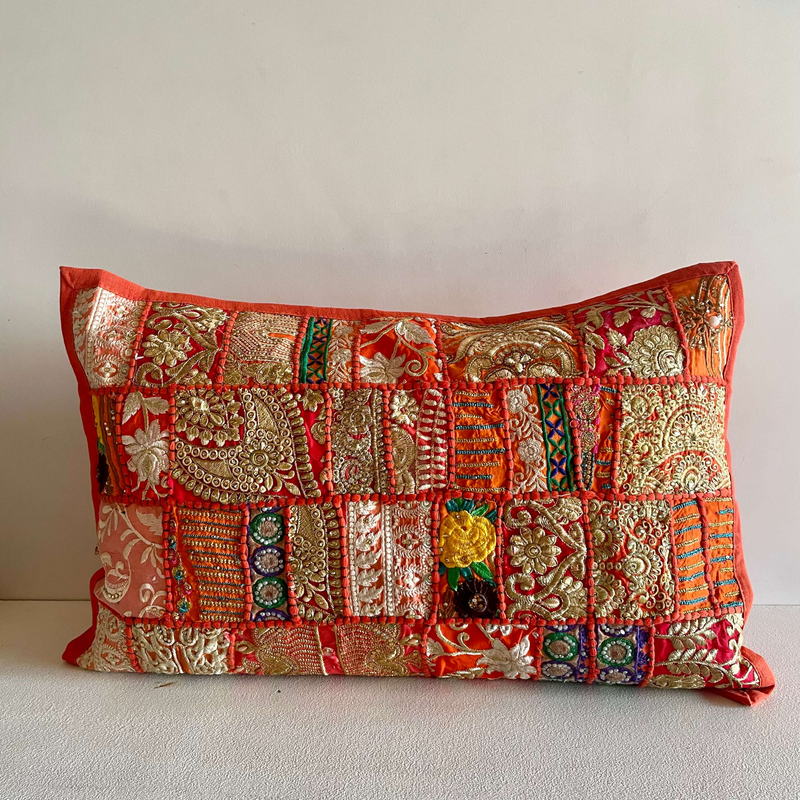 Orange Patchwork Pillow Cover