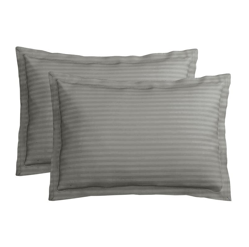 UPNEJA V HANDLOOM plain Striped pillow covers (46x70cms, 1 Set of 2 pillow cover)