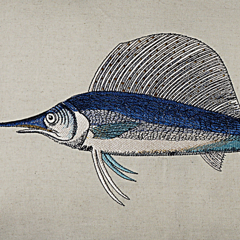 Nautical Deep Sea Marlin Lumbar Cushion Cover